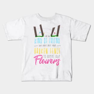 Broken Fence and Flowers Kids T-Shirt